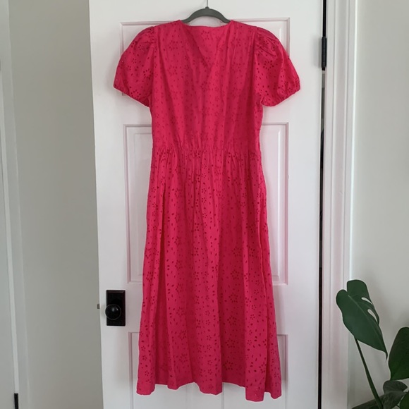 NWT J.Crew Factory Puff Sleeve Eyelet Dress Pink 10 - Picture 5 of 9
